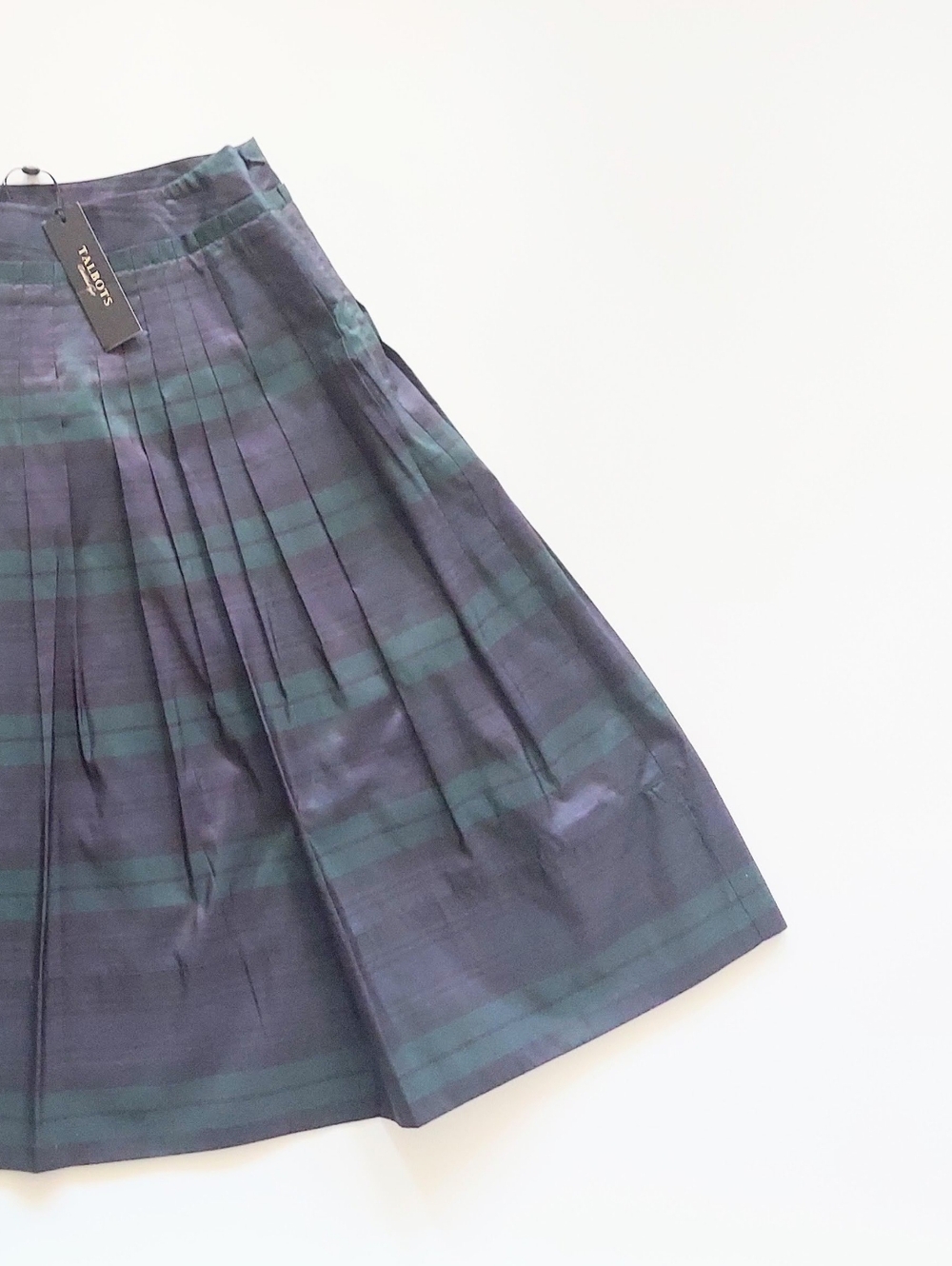 Talbots Tartan Plaid Pleated A Line Skirt 100% Silk Womens Size 10 NWT - Picture 3 of 8